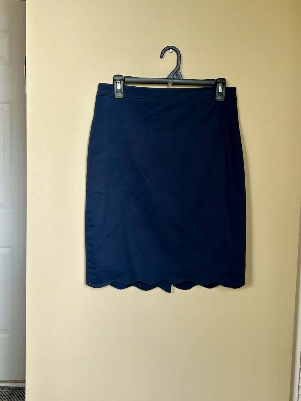 J.Crew Womens Navy Blue Scallop Edge Knee Length Pencil Skirt Size 2